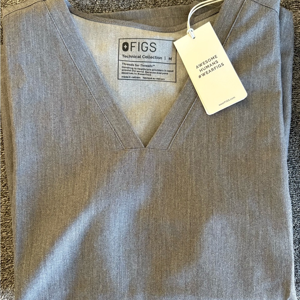 Figs Gray V-Neck Scrub Top